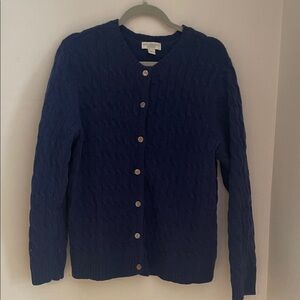 100% Wool Appleseed’s Women Cable Button Up Cardigan. Size 1X Navy